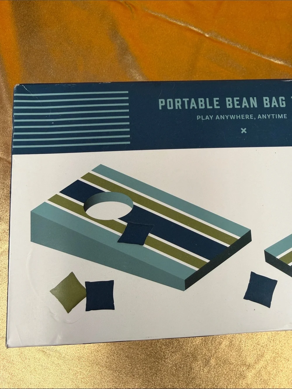 Portable Bean Bag Toss Game - Teal & Navy Striped play anywhere, anytime all new